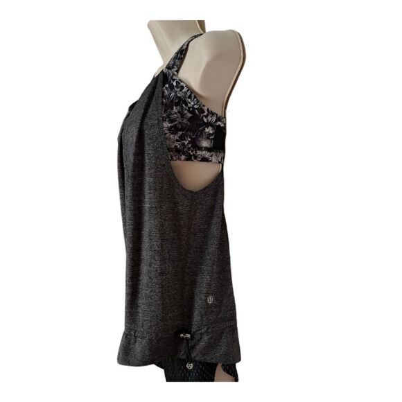 LuluLemon Women's Top Rest Less #W1G47S Tank Size 8 Heathered Black + Flowabunga - Picture 3 of 14